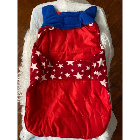 Reversible Dog Cold Weather Jacket 3XL Red & Blue Star Pattern Waterproof & Wind - Picture 11 of 11